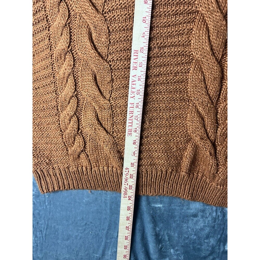Zenana Sweater Womens Large Rust Brown Cable Knit Chunky Crewneck Pullover - Picture 6 of 8